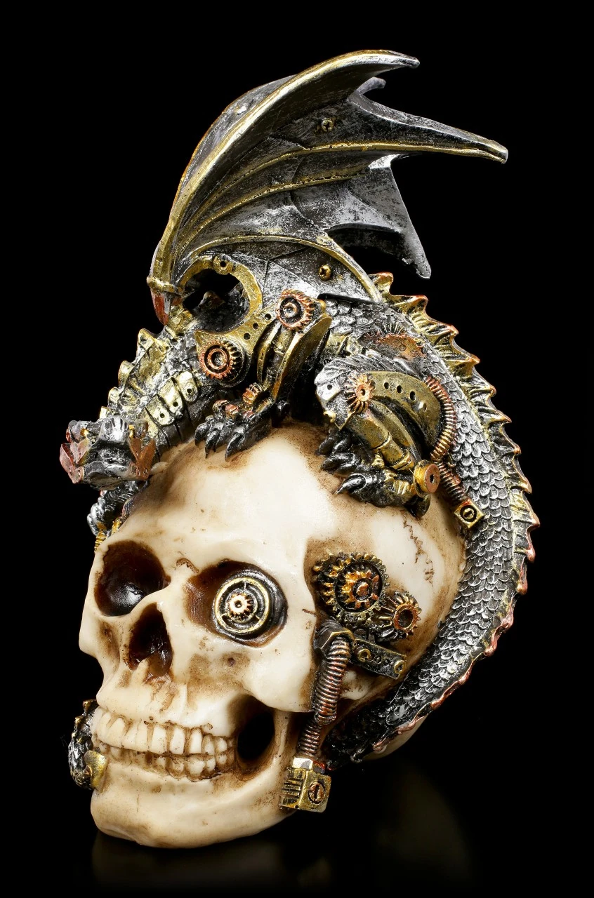 Steampunk Drache Auf Totenschädel - Steel Wing 3 Steampunk Drache Auf Totenschädel - Steel Wing