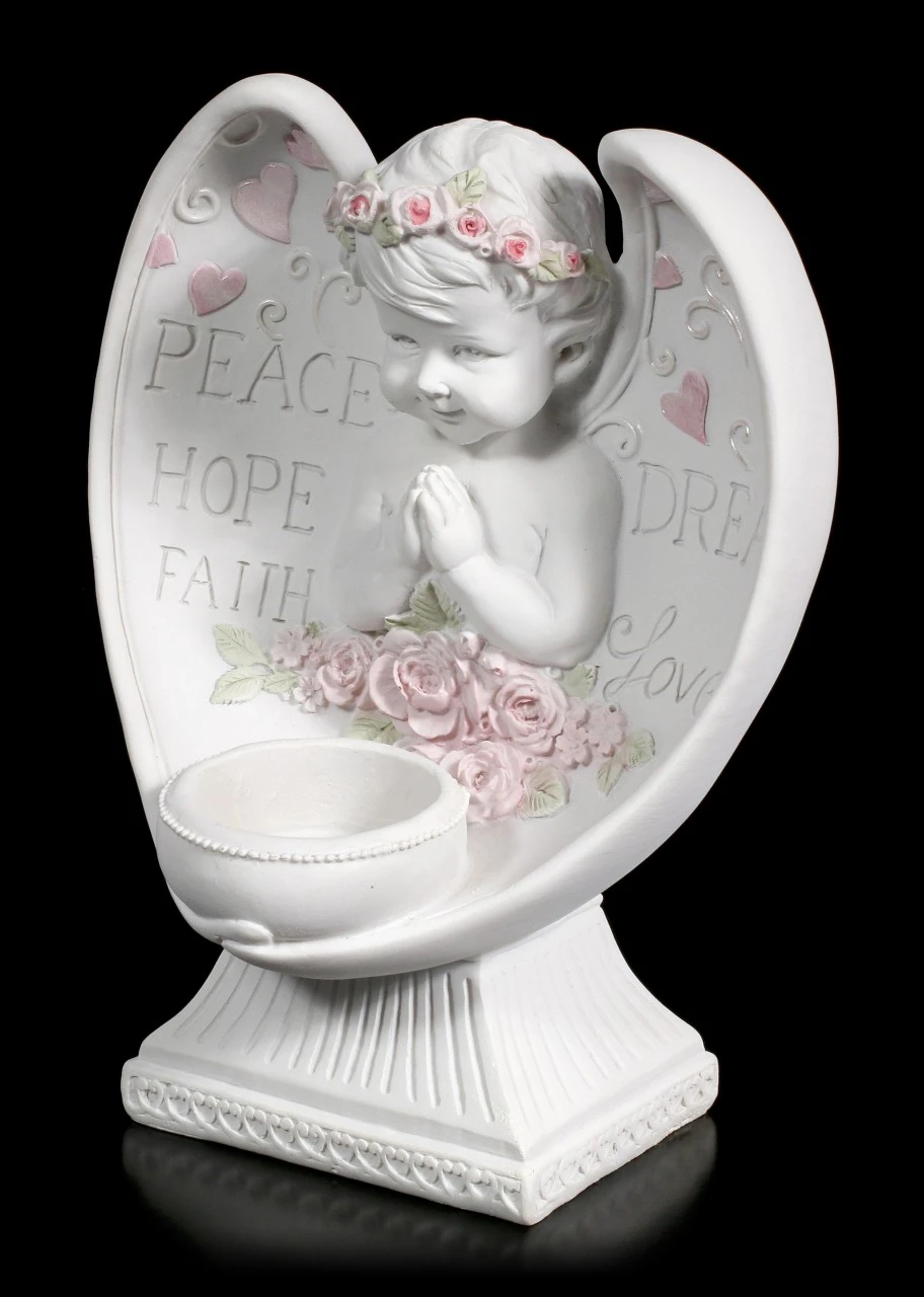 Teelichthalter - Engel Bub Mit Herzen 6 Teelichthalter - Engel Bub Mit Herzen – Bild 4