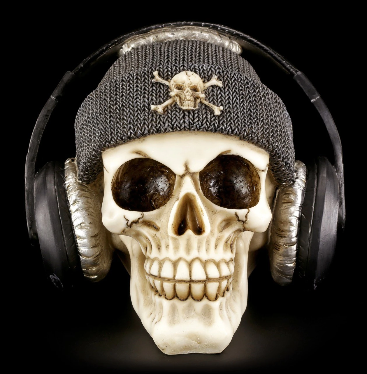 Totenkopf Mit Kopfhörern - Dead Beat - Grau 4 Totenkopf Mit Kopfhörern - Dead Beat - Grau – Bild 2