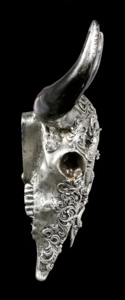 Wandrelief Stier Schädel - Drachenmotiv Silberfarben -Statuen Modell Verkauf Wandrelief Stier Schaedel Mit Drachenmotiv Silberfarben 2 1280x1280