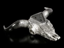 Wandrelief Stier Schädel - Drachenmotiv Silberfarben -Statuen Modell Verkauf Wandrelief Stier Schaedel Mit Drachenmotiv Silberfarben 4 1280x1280