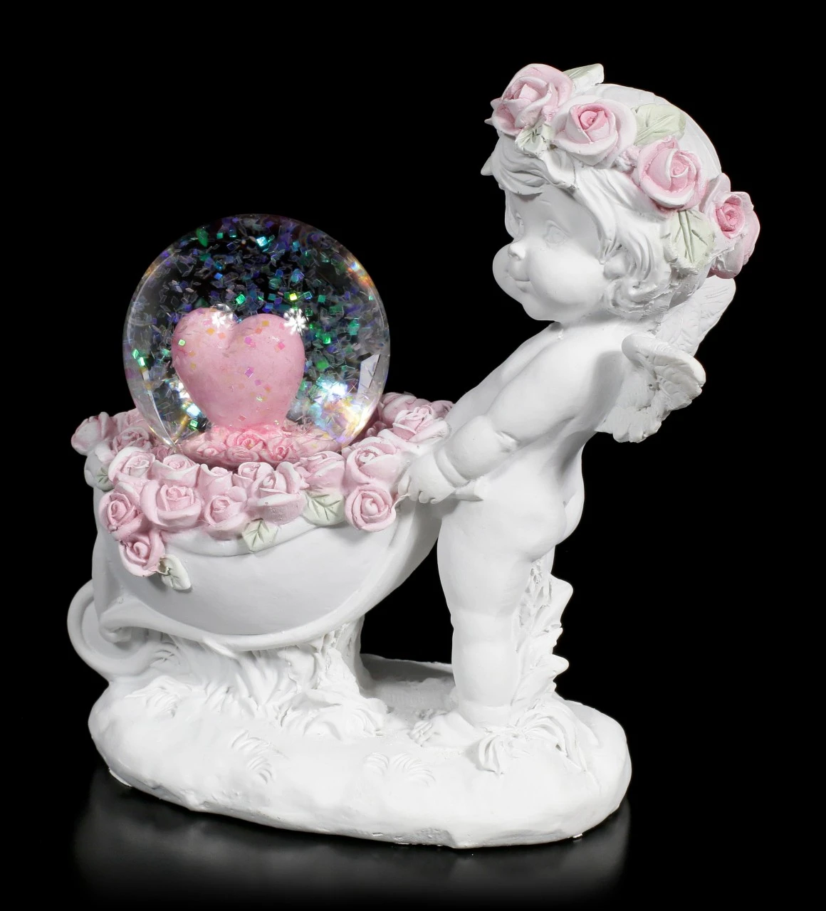 Weiße Cherub Figur Mit Schneekugel 4 Weiße Cherub Figur Mit Schneekugel – Bild 2