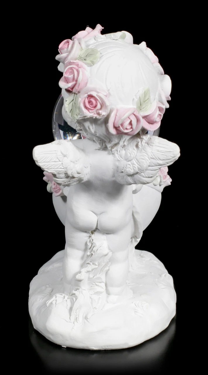 Weiße Cherub Figur Mit Schneekugel 5 Weiße Cherub Figur Mit Schneekugel – Bild 3