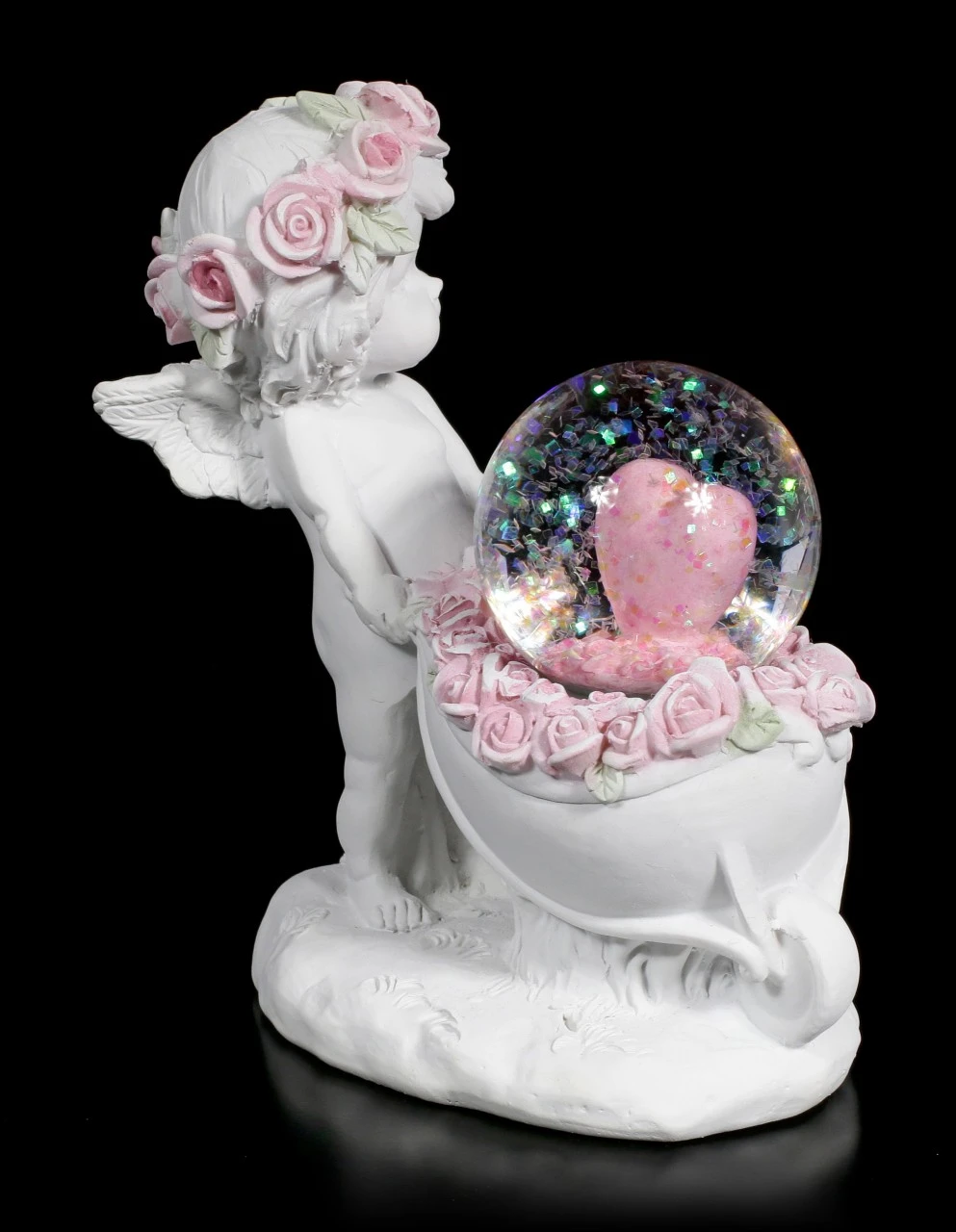 Weiße Cherub Figur Mit Schneekugel 7 Weiße Cherub Figur Mit Schneekugel – Bild 5