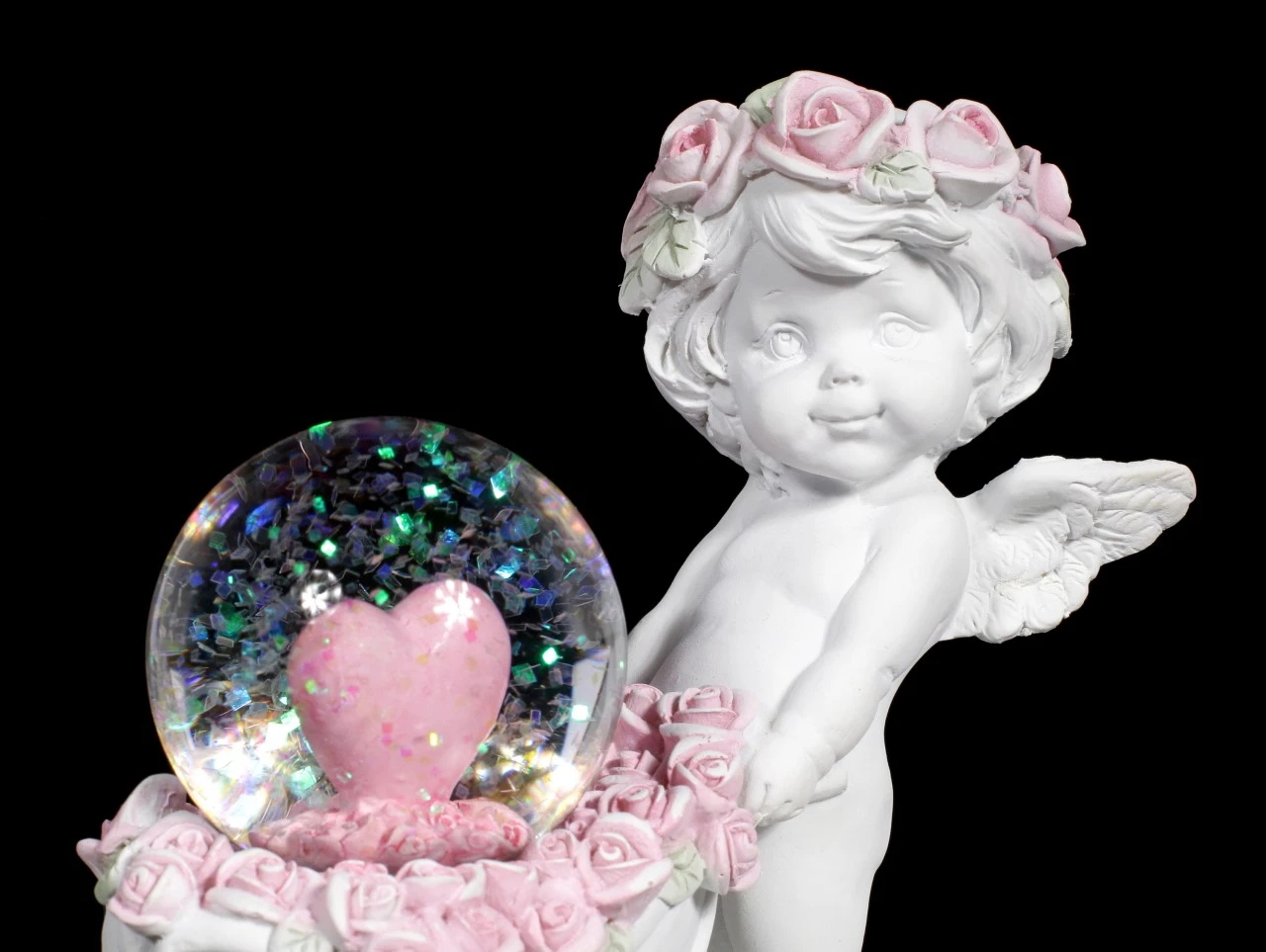 Weiße Cherub Figur Mit Schneekugel 8 Weiße Cherub Figur Mit Schneekugel – Bild 6