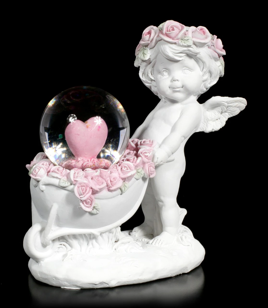Weiße Cherub Figur Mit Schneekugel 9 Weiße Cherub Figur Mit Schneekugel – Bild 7